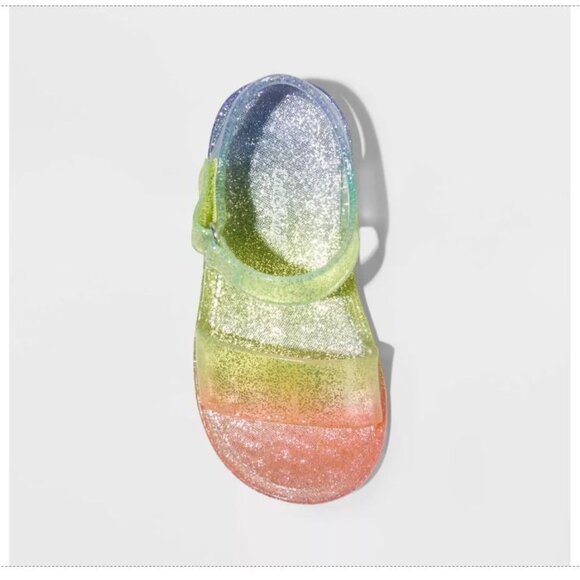 NWOT Cat & Jack Tessa rainbow glitter ombre jelly sandals size 11 - Picture 2 of 3